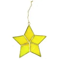 El Puente El Puente Deko-Anhänger "Stern" | Fair Trade & Handmade aus Philippinen, Gelb,natur, – Produktbild 1 von 1