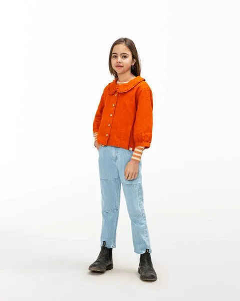MATONA Matona Einzigartige Leinenbluse mit romantischem Rüschenkragen für Kinder / Vintage Collar Blouse, Squash, – Produktbild 4 von 4