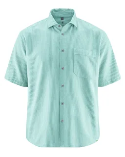 HempAge Hempage Herren vegan Gestreiftes Kurzarm Shirt Seegrün – Produktbild 1 von 1