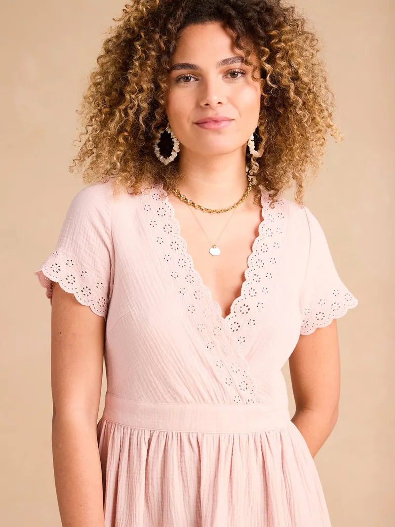 Envie De Fraise Damen Festkleid ENVIE DE FRAISE Mama-Tochter-Capsule pudrig, Pudrig rosa, – Produktbild 4 von 4