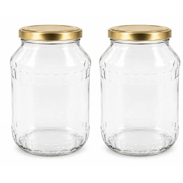 mikken mikken 2 Einmachgläser 2650 ml mit Deckel (TO100), Gold, – Produktbild 1 von 4