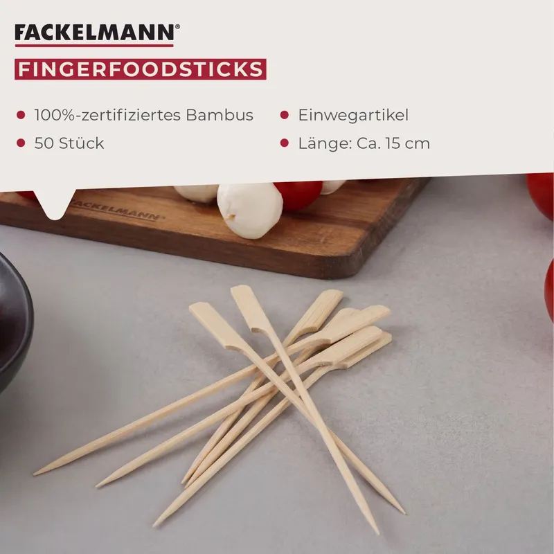 Fackelmann Fackelmann Fingerfood-Sticks, 15cm, 50 Stk., FSC™-zertifizierter Bambus – Produktbild 3 von 3