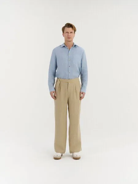 AmourLinen AmourLinen Bundfalten-Leinenhose für Herren ENZO, Beige (braun), – Produktbild 1 von 4