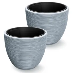 Casaria® Blumentopf Rillen 2er-Set Grau Kunststoff 40x32cm – Produktbild 1 von 1