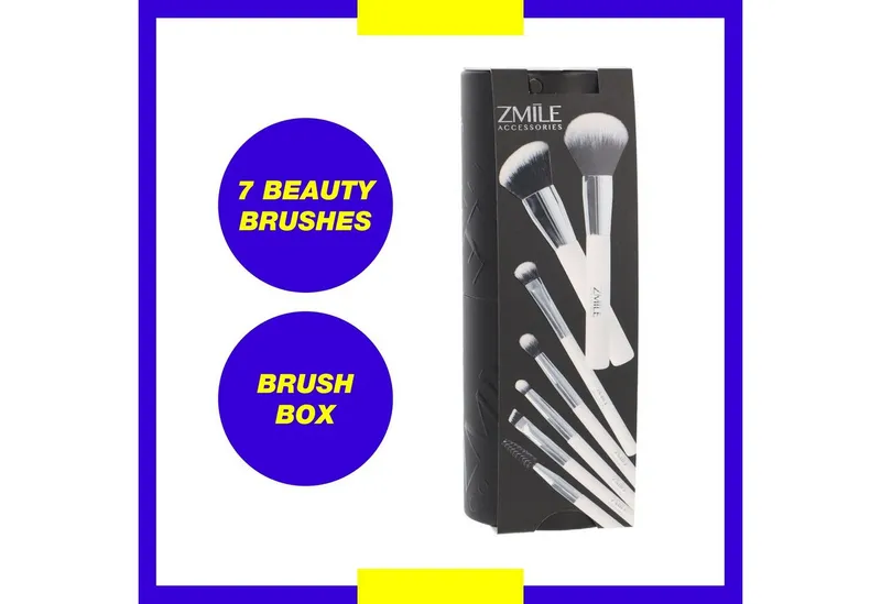 ZMILE COSMETICS Kosmetikpinsel-Set Your Utensilo 'Brushes' Pinsel-Set - Kosmetikpinsel Make-Up Pinsel, 7 tlg., zum Auftragen von Mascara, Eyeliner, Lidschatten, Weiß, – Produktbild 5 von 5