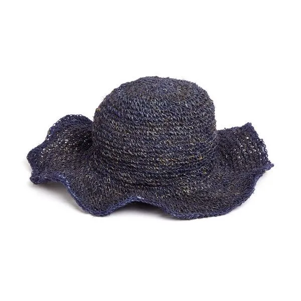 short'n'pietz short'n'pietz gehäkelter Sommerhut aus reinen Hanffasern, Blau, – Produktbild 4 von 6