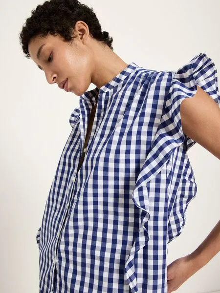 LANIUS LANIUS Vichy-Karo Bluse (GOTS) aus Bio-Baumwolle, Blue/ white, – Produktbild 3 von 4