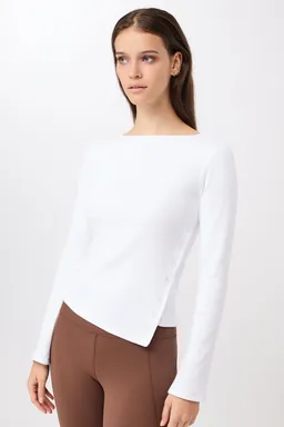 mandala MANDALA Damen vegan Longsleeve Side Button Weiß – Produktbild 1 von 1