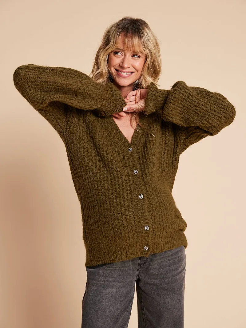 Envie De Fraise Pullover für die Stillzeit ENVIE DE FRAISE aus Wollmix, Grün, – Produktbild 1 von 4