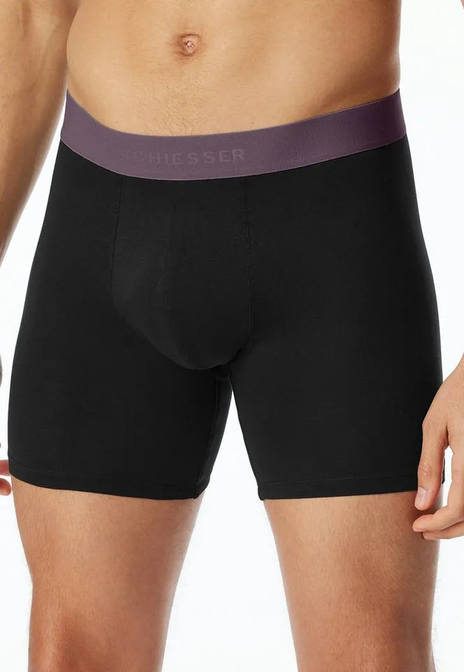 Schiesser Schiesser Lange Unterhose 95/5 Multipacks (2er Pack) mit farblich abgesetztem, sportlichem Logo-Webgummibund, Bunt, – Produktbild 3 von 5