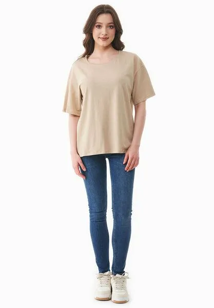 ORGANICATION ORGANICATION T-Shirt aus Bio-Baumwolle und Leinen, Soft beige, – Produktbild 2 von 4