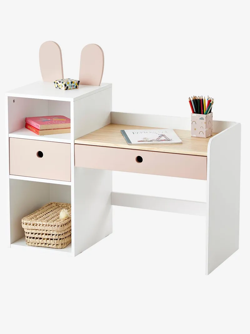 Vertbaudet Vertbaudet Kinderschreibtisch mit Hasenohren BUNNY, Weiß, – Produktbild 2 von 6