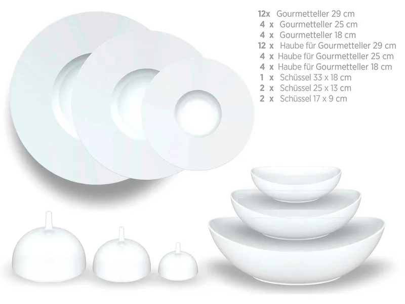 Mäser Mäser Geschirrset 51-tlg. "Saturno" Porzellan, Weiß, – Produktbild 1 von 1