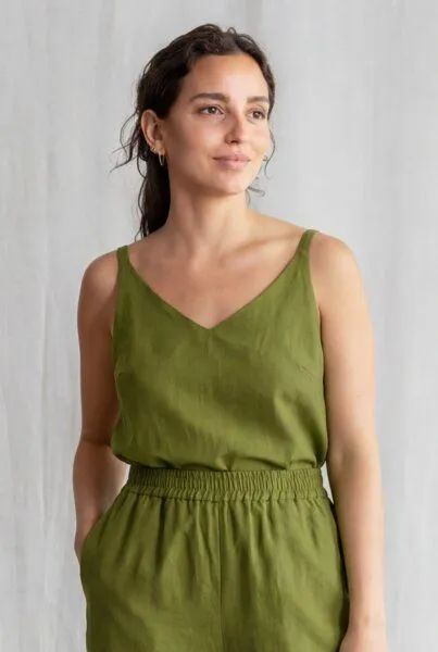 Jyoti - Fair Works Jyoti - Fair Works Bio-Baumwoll Croptop Iyani, Basilikum, – Produktbild 2 von 3