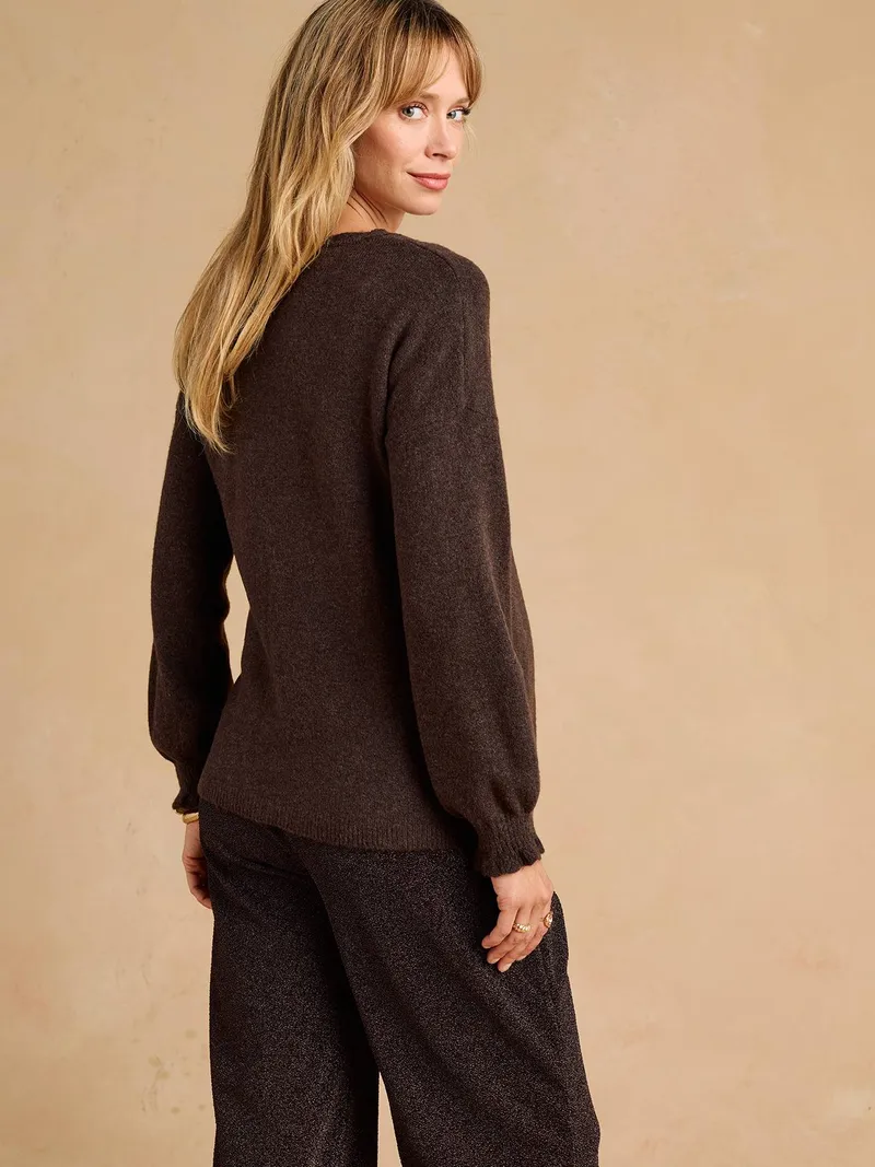 Envie De Fraise Wickelpullover mit Wellenkante für Schwangerschaft & Stillzeit, Schokolade, – Produktbild 3 von 4