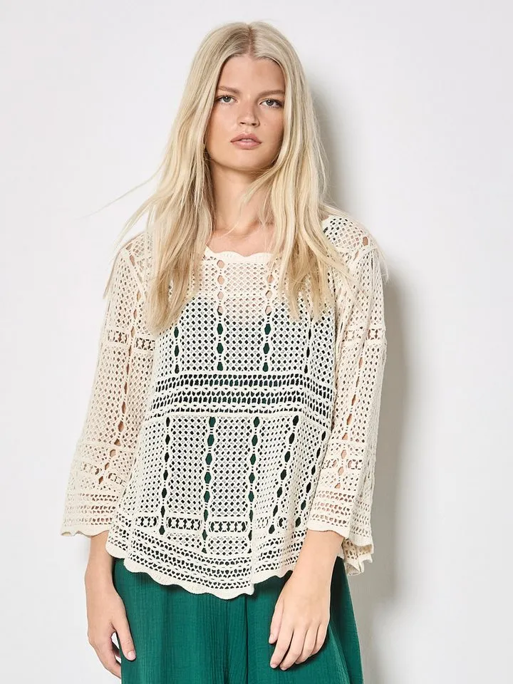 Apricot Apricot Spitzenshirt Häkeloberteil mit Glockenärmeln, Beige, – Produktbild 3 von 5