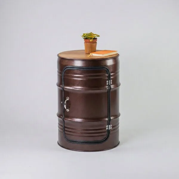 Lockengelöt Lockengelöt Minibar mit Tür aus einem kleinen Ölfass, Kupfer, – Produktbild 4 von 4