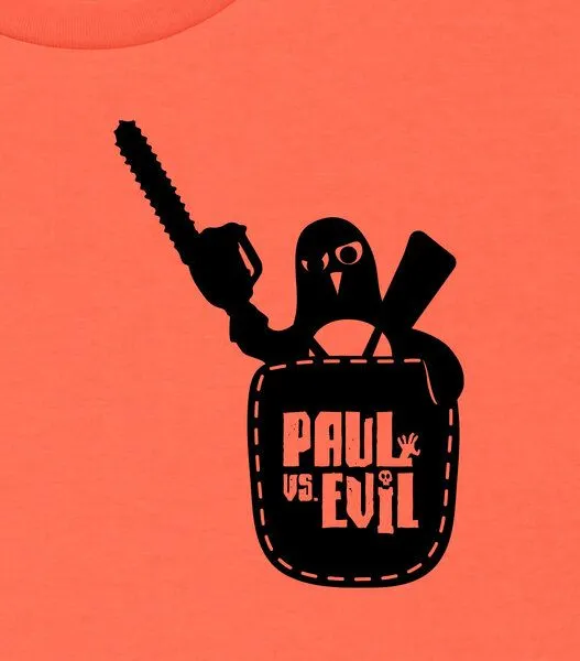 päfjes päfjes Pinguin Paul vs. Evil - Fair Wear Männer Bio T-Shirt, Orange (fiesta), – Produktbild 3 von 4
