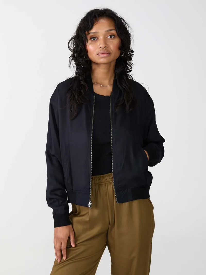 Yahmo Yahmo Damen vegan Jacke Bomber Reversible Lene Moos/Schwarz, Schwarz, – Produktbild 1 von 2