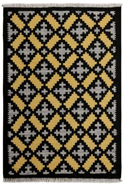 Rugtales Kelim Gashgai Schwarz „Rugtales“ aus Schurwolle, 82x119 cm, Schwarz, – Produktbild 3 von 4