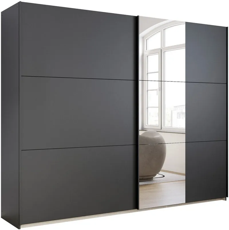 Rauch Rauch Schwebetürenschrank Kleiderschrank Drehtürenschrank Schrank Garderobe KRONACH (in 3 Ausstattungen BASIC/CLASSIC/PREMIUM, Breiten 131/175/218/261 cm) optional ohne, mit 1 oder 2 Spiegel, viel Stauraum MADE IN GERMANY, Grau, – Produktbild 4 von 8