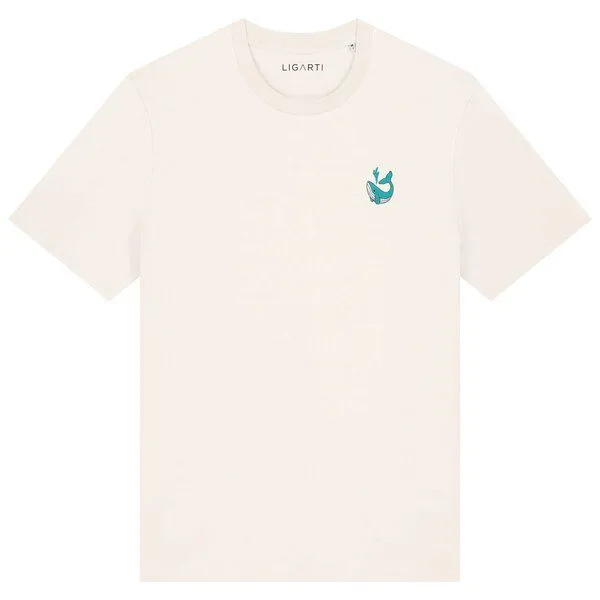 LIGARTI Besticktes T-Shirt – Walter der Wal – LIGARTI Tiermanufaktur, Cremeweiß, – Produktbild 1 von 3