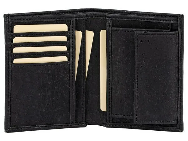 Simaru Simaru Herren Geldbörse aus Kork Portemonnaie mit RFID–Schutz stabil & wasserabweisend, Schwarz, – Produktbild 3 von 4