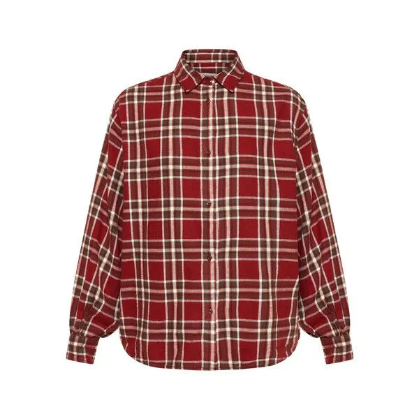 KnowledgeCotton Apparel KnowledgeCotton Apparel Karohemd mit Ballonarmen aus Bio-Baumwolle, Rot (red checked), – Produktbild 4 von 4