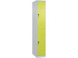 C+P C+P Doppelstock-Spind Classic PLUS, 2 Fächer, 1850x300x500mm, Lichtgrau/Clowngrün – Produktbild 1 von 1