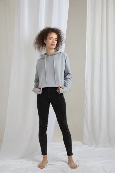 Mantis Mantis Damen Cropped Hoodie Bauchfrei --Auslaufartikel--, Weiß, – Produktbild 2 von 3