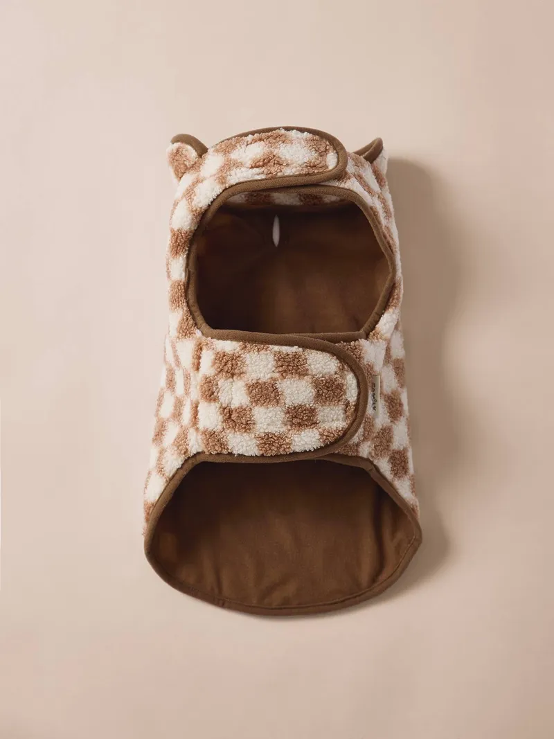 Vertbaudet Fleece-Mantel für Hunde mit kleiner Tasche, Braun kariert, – Produktbild 3 von 4
