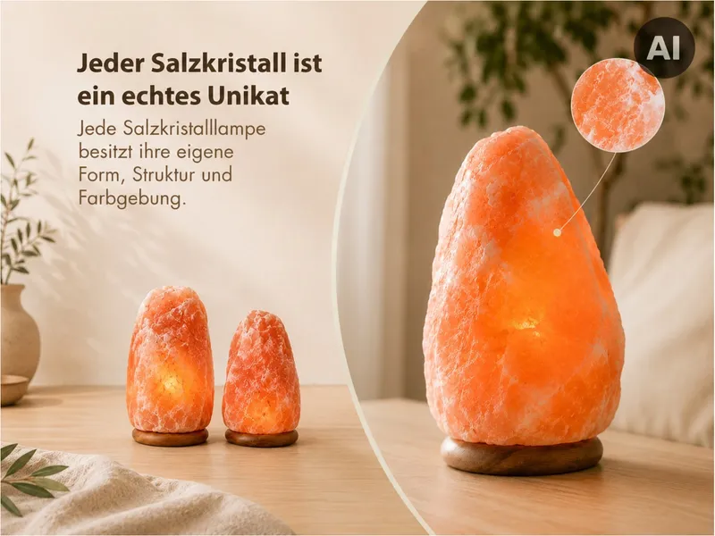 HANS NATUR Beleuchteter Salzkristall "Rock" Höhe ca. 30 cm, Gewicht ca. 7-10 kg – Produktbild 2 von 2
