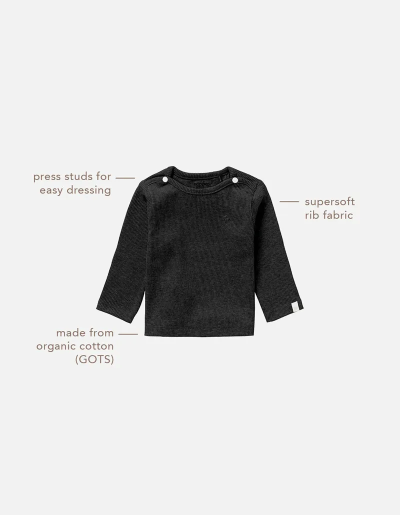 Noppies Newborn Langarmshirt Natal, Grau, – Produktbild 1 von 3