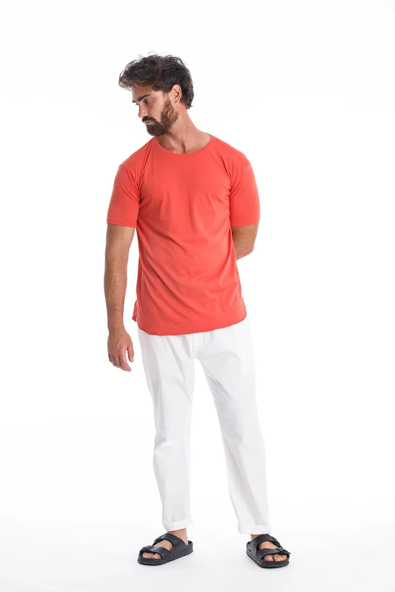 RAVENS VIEW IBIZA RAVENS VIEW IBIZA Herren vegan T-Shirt Rick Curved Radiant Red, Rot, – Produktbild 1 von 2