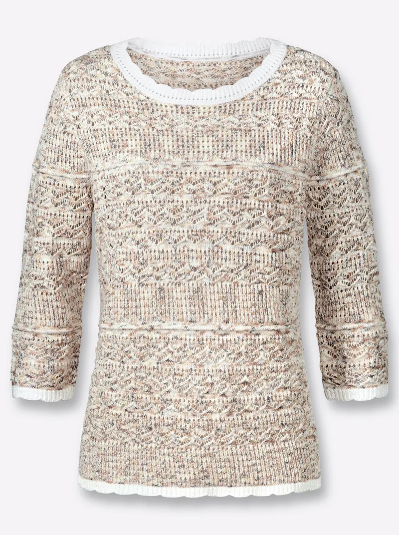 Witt Ajour-Pullover, Ecru-camel-gemustert, – Produktbild 1 von 2