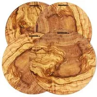 NATUREHOME NATUREHOME Set Pizzateller Schneidebretter Olivenholz rund 30 cm – Produktbild 1 von 1