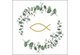 Ambiente Luxury Paper Products Papierserviette, Servietten Papier 33x33cm 3-lag mit christlichem Ichthys Motiv 20 Stk – Produktbild 1 von 1