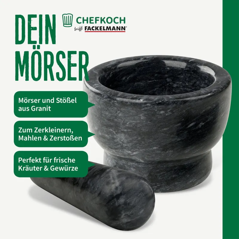 Chefkoch trifft Fackelmann Chefkoch trifft Fackelmann Mörser und Stößel, Granit – Produktbild 1 von 3