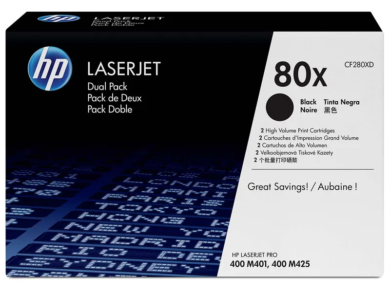 Hewlett Packard hp Twinpack Druckkassetten CF280XD, Nr. 80X schwarz – Produktbild 1 von 1