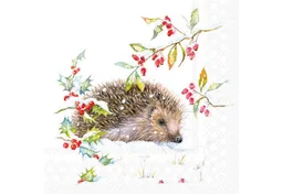 Ambiente Luxury Paper Products Papierserviette, Servietten Papier 33x33cm 3-lagig mit Winter Igel Motiv 20 Stück – Produktbild 1 von 1