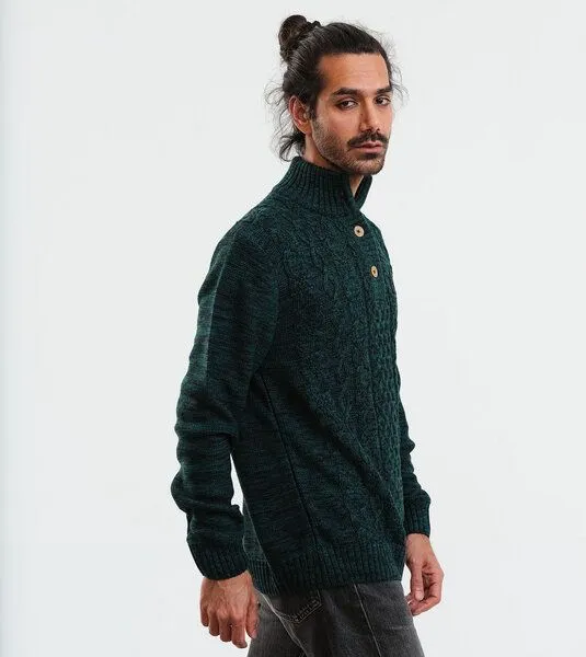 Gary Mash GARY MASH Strickpullover Wilton aus Biobaumwolle, Schwarz-grün mélange, – Produktbild 4 von 4