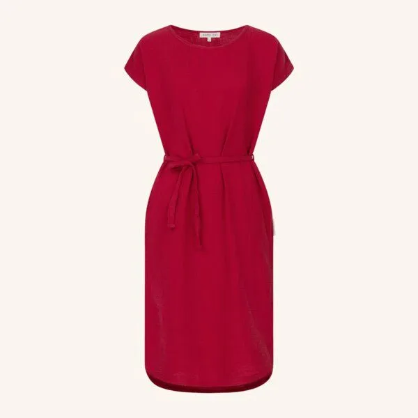 NORDLICHT NORDLICHT Damen Musselin Kleid aus 100% Bio-Baumwolle ELIN, Rot, – Produktbild 3 von 4