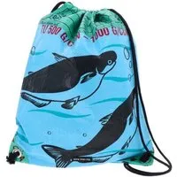 MoreThanHip MoreThanHip Rucksack mit Kordelzug aus recycelten Fischfüttersäcken - Chenda, Blau - fische, – Produktbild 1 von 1
