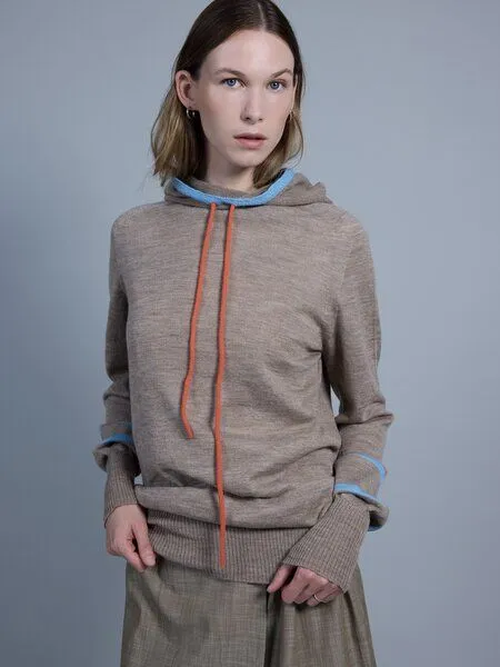 Susan's Fashion Susan's Fashion Damen Hoodie Karlie aus Biomerinowolle, Beige, – Produktbild 1 von 4