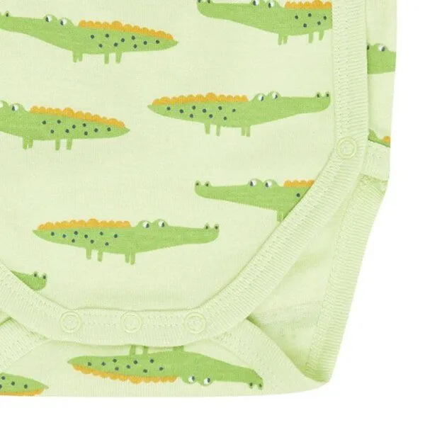Sense Organics sense-organics Baby Wickelbody *Kroko grün*/*Kakadu pink* Gots & Fair Trade I Sense Organics, Grün, – Produktbild 3 von 3