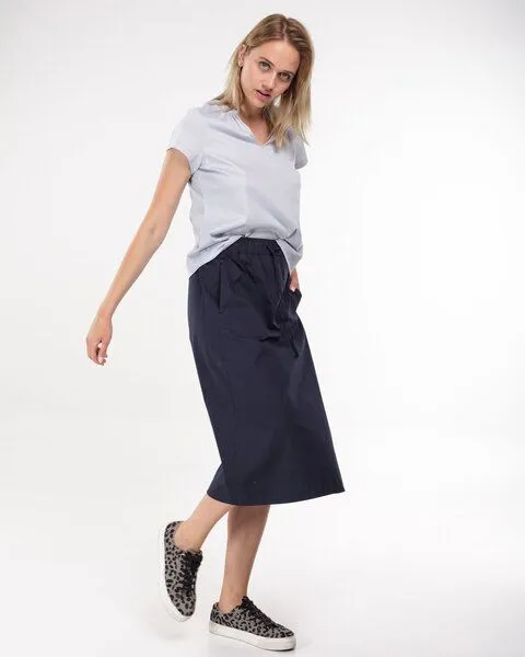 Alma & Lovis Alma & Lovis Kurzarmshirt im Blusen-Style aus Bio-Baumwolle | Short Blouse, Stoneblue (blau), – Produktbild 2 von 4