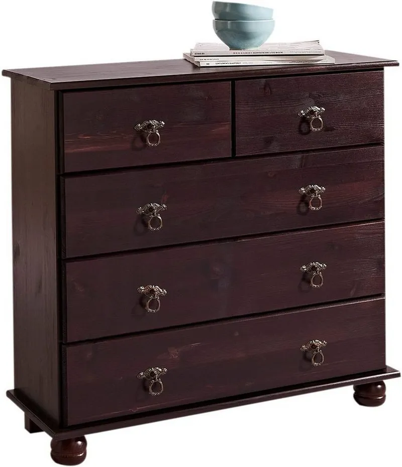 OTTO home Kommode Finca, aus massivem Kiefernholz, mit Schubladen für Stauraummöglichkeiten, Beige|braun, – Produktbild 5 von 5