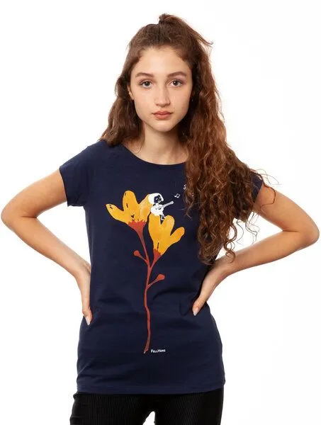 FellHerz FellHerz Damen T-Shirt Gitarrenmädchen Bio Fair, Midnight (dunkelblau), – Produktbild 2 von 4