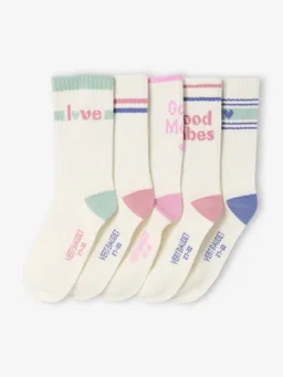 Vertbaudet 5er-Pack Sport-Socken mit Schriftzug & Herzmotiven – Produktbild 1 von 1
