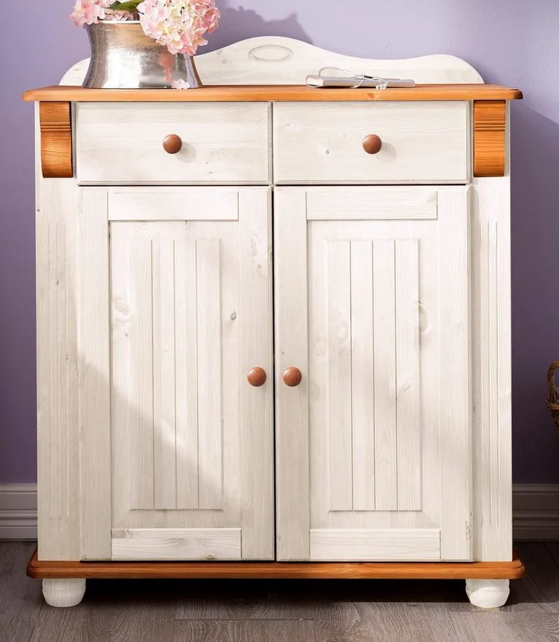 OTTO home Kombikommode Adele, aus massiver Kiefer, 92cm breit, Weiß, – Produktbild 2 von 5
